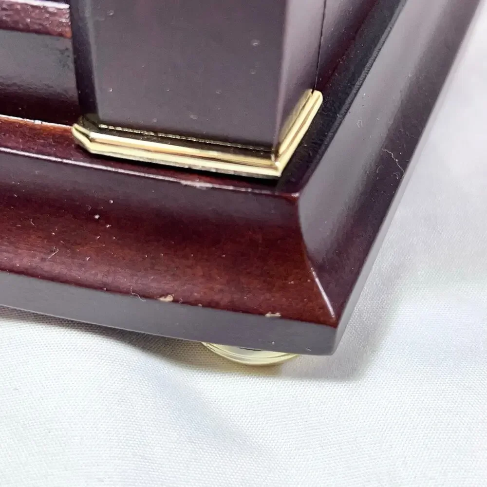 Seiko Dark Brown Wood Gold Mantel Clock Dual Chimes Westminster QXJ030B New